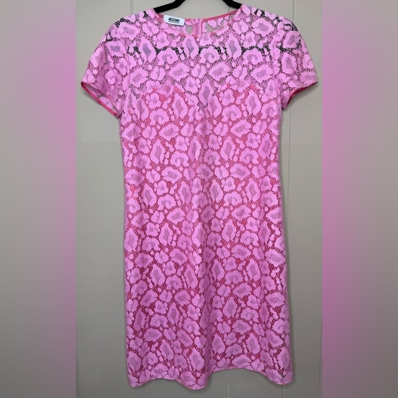 Moschino Cheap & Chic Barbie Pink Crochet Lace Lined Shift Dress Womens Size 4 - Picture 12 of 12